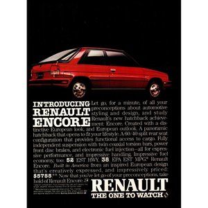 1984 Renault Encore 3 Door Hatchback Vintage Print Ad French Import Car Wall Art